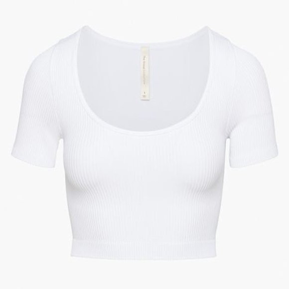 Aritzia Women's Scoop Neck Crop T-shirt, White, Small - Picture 1 of 2